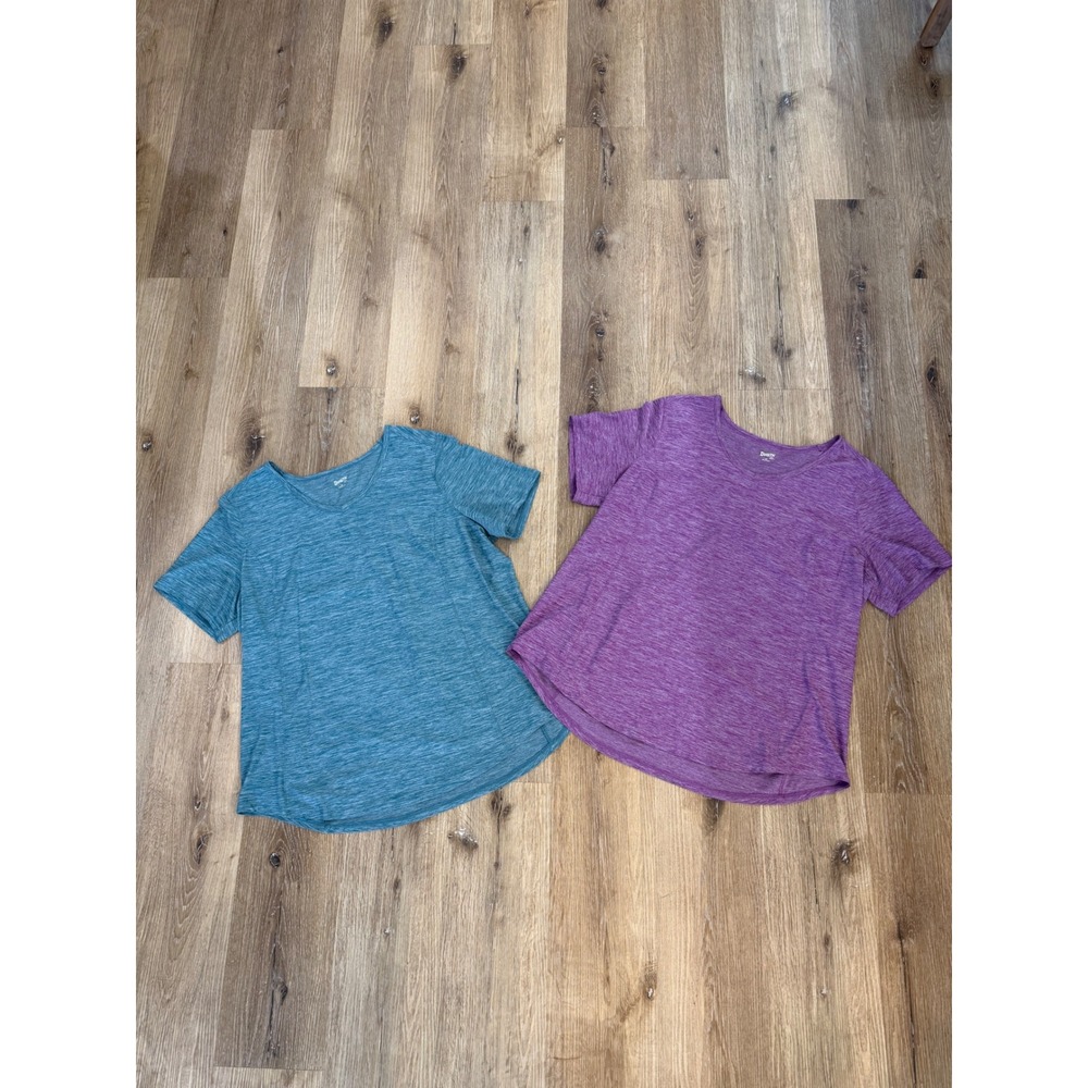 Duluth Gorpcore Active T-Shirt Women 1X Blue Purple Space Dye 2pc Bundle